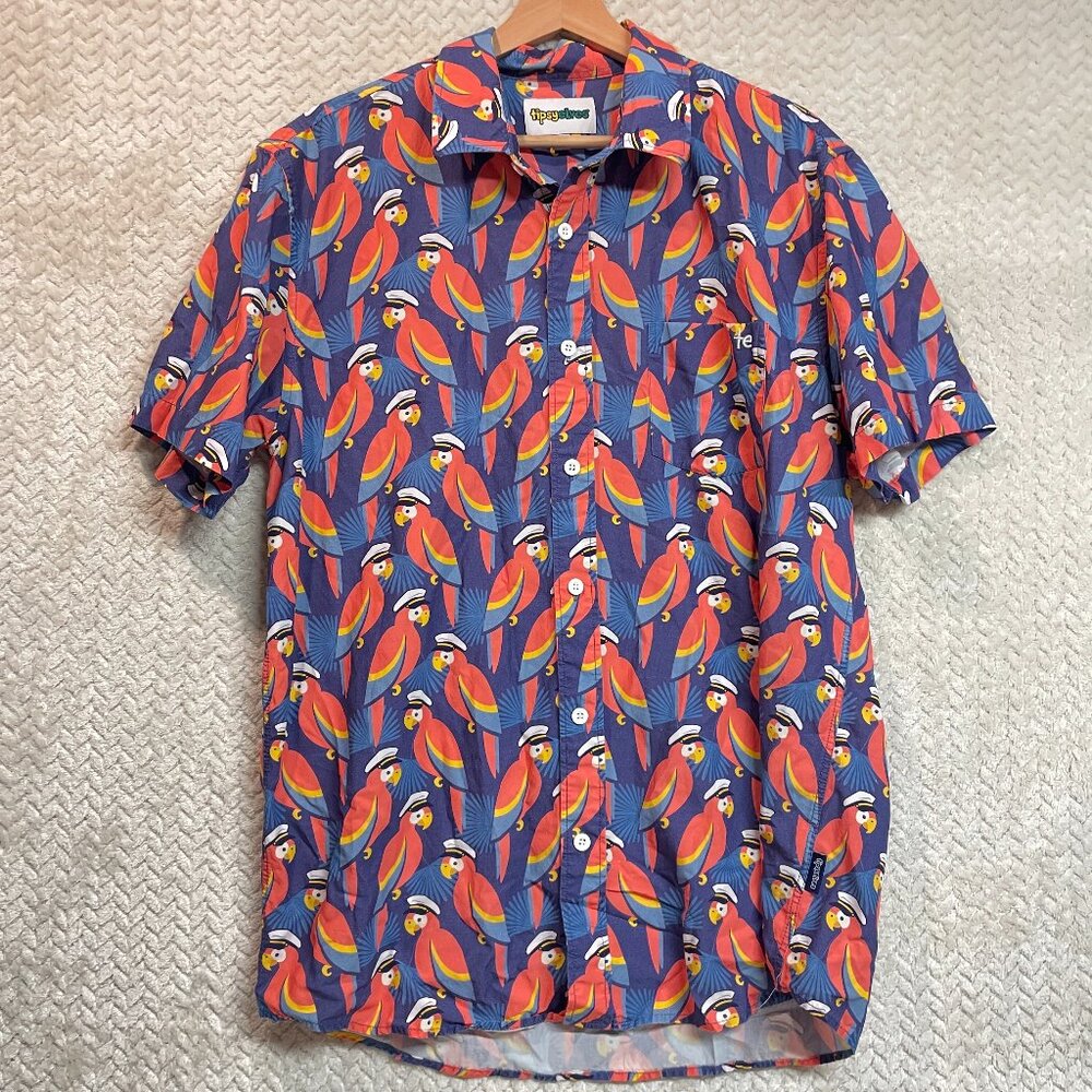 Tipsy Elves Polly Wants A Captain Hawaiian Shirt Mens Large |‎ Resortwear